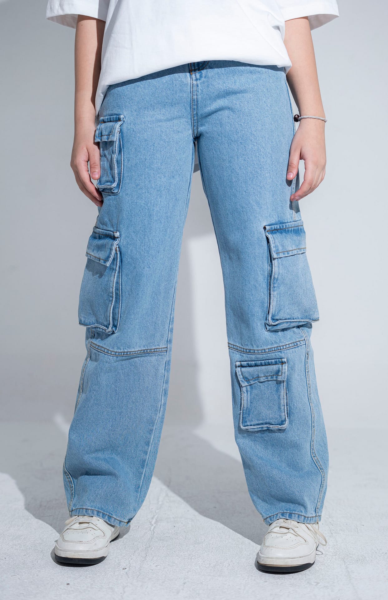 LIGHT-BLUE CARGO JEANS – Be Loco